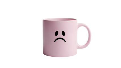Sad face mug isolated on transparent background