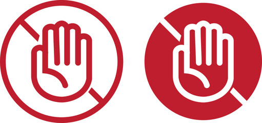 Obraz premium Don't touch vector icons set. Do not enter sign with hand