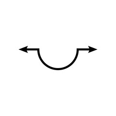Dual semi circle arrow. Vector illustration. Semicircular curved thin long double ended arrow.