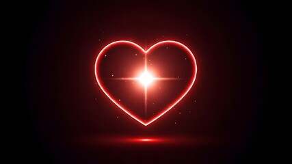 Neon heart with radiant glow
