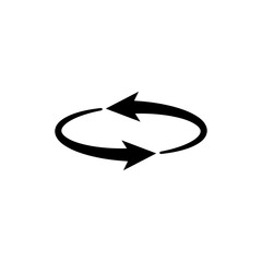 Looping arrows icon. Two semicircular curved arrows forming a infinity loop. Semi circle arrows follow each other. Vector illustration.