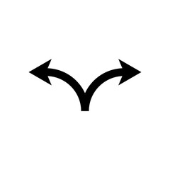 Two arrows different directions. Vector icon. Two double curved semicircular arrows pointing in opposite directions.