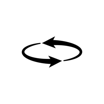 Looping arrows icon. Two semicircular curved arrows forming a infinity loop. Semi circle arrows follow each other. Vector illustration.