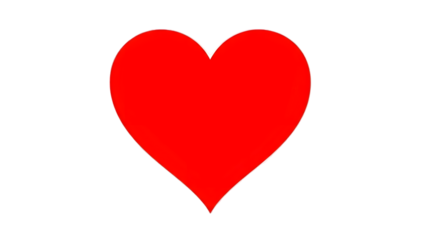 Red heart symbol on transparent background used for love and valentines day
