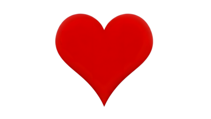 Red heart symbol on a plain transparent background for love and valentines day concepts
