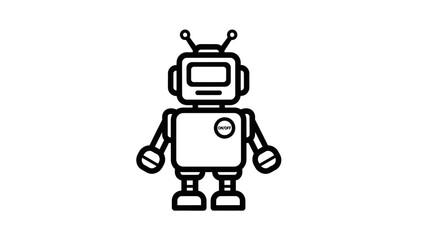 Fototapeta premium Simple Line Art Illustration of a Retro Robot Character.