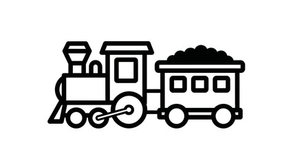 Simple Line Art Illustration of a Vintage Steam Train.