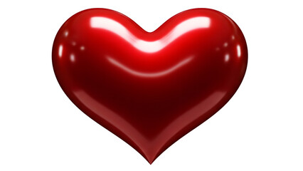 Fototapeta premium Shiny red heart symbol on transparent background for love and valentines day concepts
