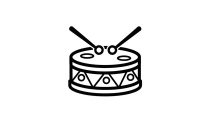 Simple Line Art Illustration of a Drum with Drumsticks.