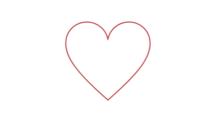 A simple red heart outline on a transparent background for love and valentines day themes