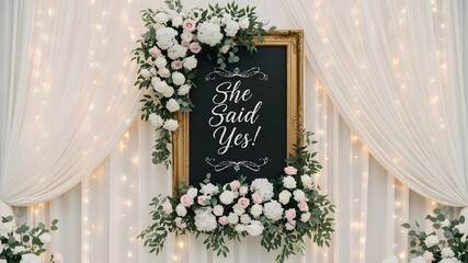 She said yes wedding backdrop