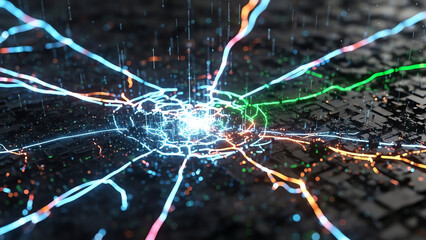 Main Subject of Glowing Network Lines