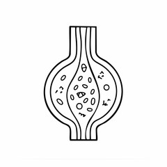 Biological Vessel Cross-Section Line Art Diagram
