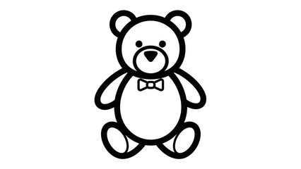 Obraz premium Simple Line Art Teddy Bear Icon with Bow Tie.