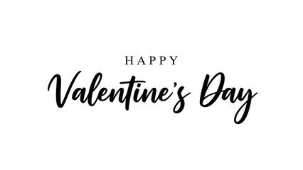 Happy valentines day greeting card with elegant black text on transparent background