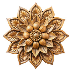 Carved Wooden Flower on transparent background