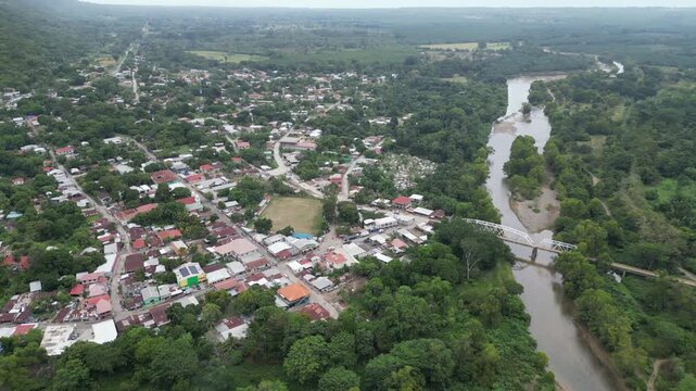Aerial View of Rural Agricultural Landscape in Arizona, Atlantida, Honduras, regional Development