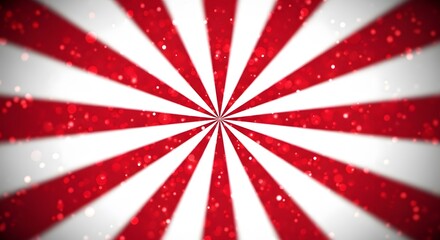 Red and white festive background with radial stripes and glowing particles for christmas new year celebration holidays
