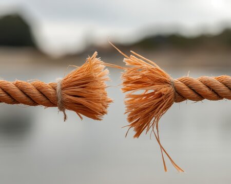 Broken rope fraying, symbolizing weakness and crisis