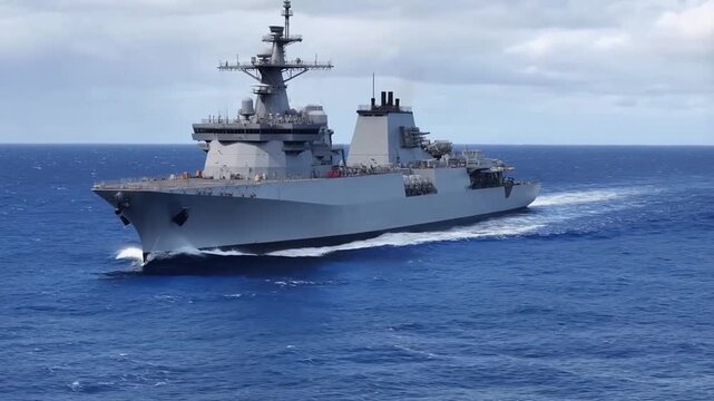Warship on the Sea