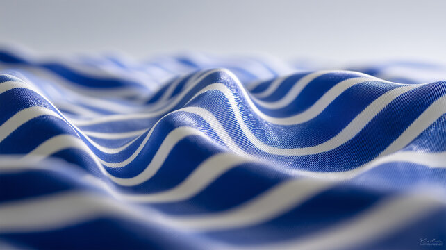 王道ネイビーと白の帯が連なる布の地形を静かな光で描いた抽象テクスチャ