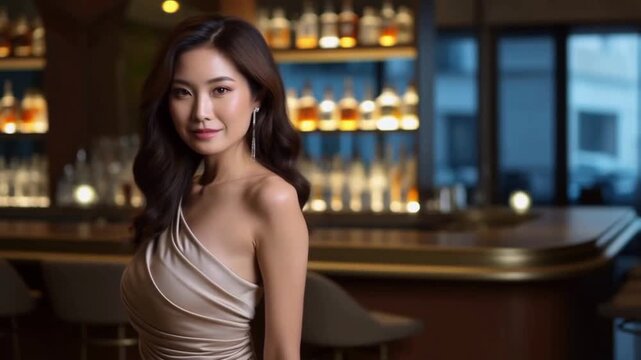 Wonderful Asian Woman in a Bar