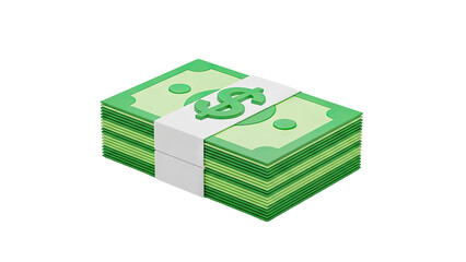 3D Stack of Money with Dollar Sign on transparent background