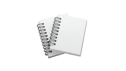 3D Two Blank Spiral Notebooks on transparent background