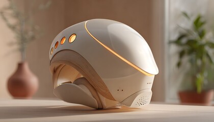 Shape-shifting mockup for wearable tech in pale cream with warm light accents