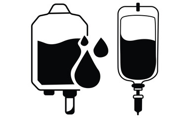 Medical IV Drip Bag Icon Set in Multiple Styles - Vector Graphic Illustration Collection for Healthcare and Medicine Projects.
