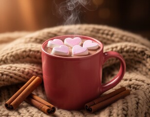 Warm Hot Chocolate with Heart Marshmallows