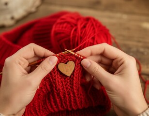 Knitting with Heart Shape Pin