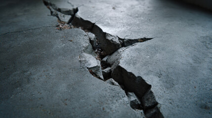 Cracked concrete floor concrete crack damaged floor broken slab cement surface fissure
