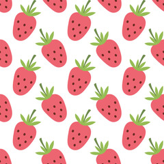 Cute Seamless Strawberry Pattern Hand Drawn Illustration