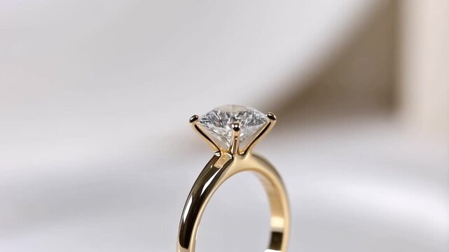 Golden Engagement Ring with Diamond