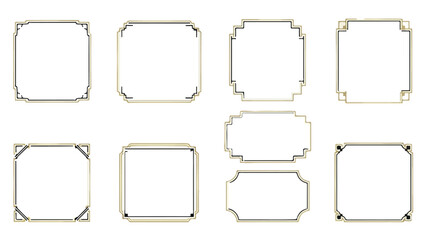 Obraz premium Set of Elegant Geometric Vector Frames and Decorative Borders with Golden Accents isolated PNG with Transparent Background