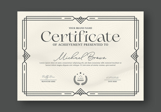 Elegant Vintage Certificate of Achievement Template with Classic Border and Professional Typography