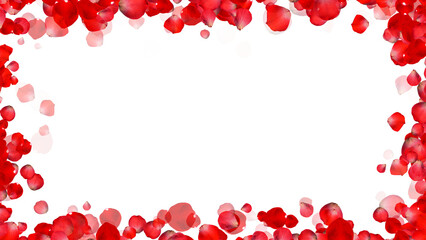 realistic red rose petals border frame on transparent background,png romantic flower valentine love and marriage social media design element