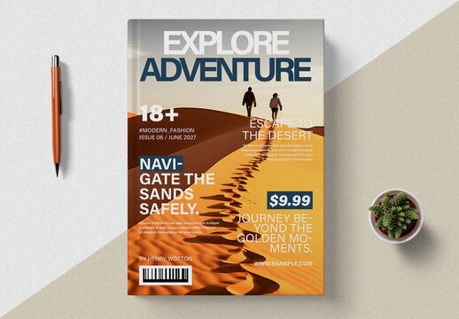 Modern Adventure Magazine Cover Template