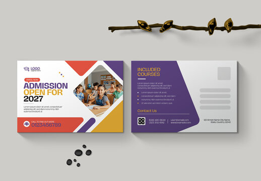 School Admission Postcard Layout