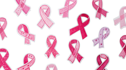 Pink Awareness Ribbons Pattern for Breast Cancer Support on White Background