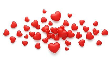 Scattered red hearts