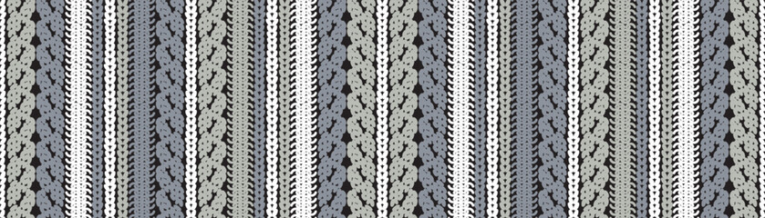 ケーブルニット　リブ　アランニット　縄編み　MIX © sakura sakura