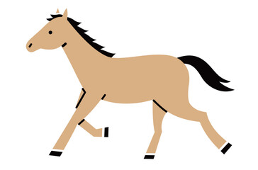 馬のシンプルなイラスト　ウマ　うま　午年　午　うま年　年賀状　2026年　白背景　動物　横