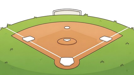 Baseball field cartoon illustration copy space isolated