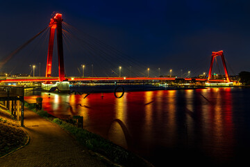 Fototapeta premium bridge at night Rotterdam