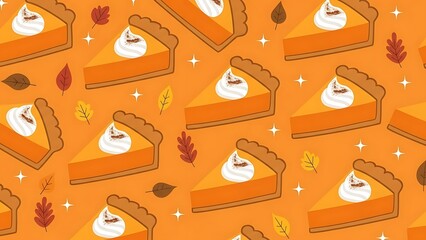 Pumpkin pie slices festive food illustration pattern