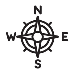 Black Compass Icon with Directions North East West South
