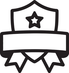 Black and White Badge Award Trophy with Star Icon