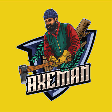 An Axeman logo design illustration